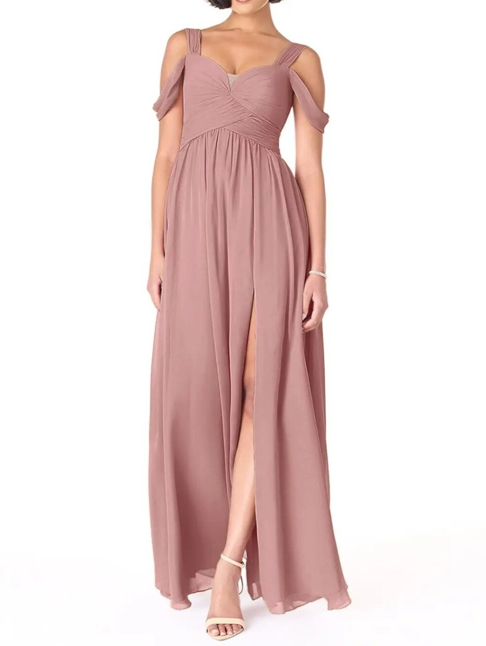 Azazie Lianne Off-the-Shoulder Dress - Dusty Rose (Size A12)